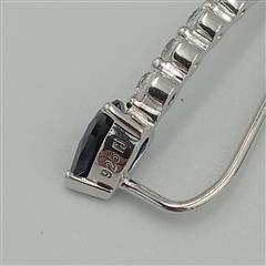 925 Sterling Silver Pear & Round Cut Blue & White Sapphire Climber Earrings